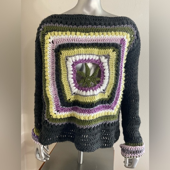 Handmade Sweaters - Handmade Crochet Granny Square Sweater Boho Fairycore WItchy Top S/M
